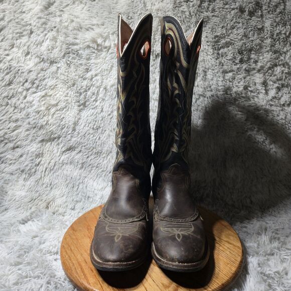 Vintage Tony Lama Mens 13D Buckaroo Leather Western Tall Shaft Embroidered Boots - Picture 2 of 16